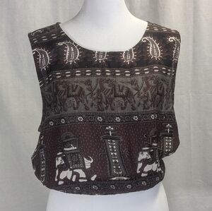 Earthbound Size Large Cropped Top Brown and Maroon